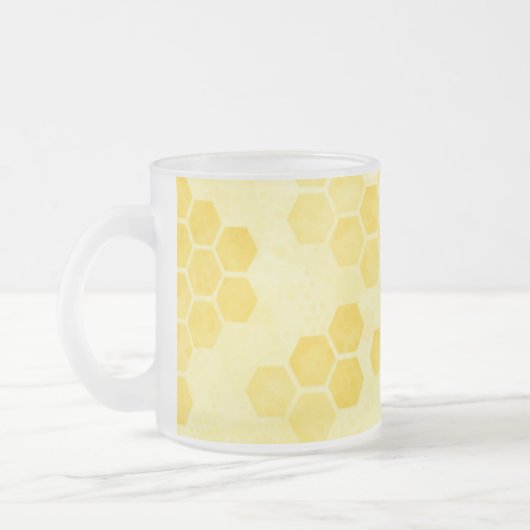 Pastel Yellow Honeycomb Pattern フロストグラスマグカップ (左)
