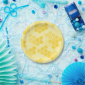 Pastel Yellow Honeycomb Pattern ペーパープレート (パーティー)