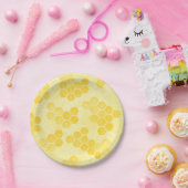 Pastel Yellow Honeycomb Pattern ペーパープレート (パーティー)