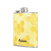Pastel Yellow Honeycomb Pattern Personalised フラスク (左)