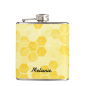 Pastel Yellow Honeycomb Pattern Personalised フラスク (正面)