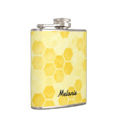 Pastel Yellow Honeycomb Pattern Personalised フラスク (右)