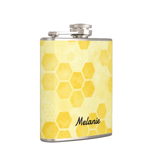 Pastel Yellow Honeycomb Pattern Personalised フラスク (右)