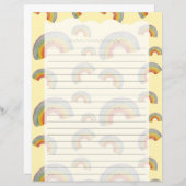 Pastel Yellow Kawaii Rainbow Stationery Paper (正面/裏面)