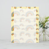 Pastel Yellow Kawaii Rainbow Stationery Paper (スタンド正面)