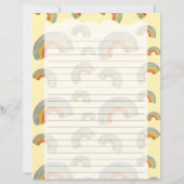 Pastel Yellow Kawaii Rainbow Stationery Paper (正面)