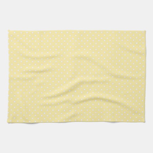 Pastel Yellow Polka Dot Pattern キッチンタオル (横)