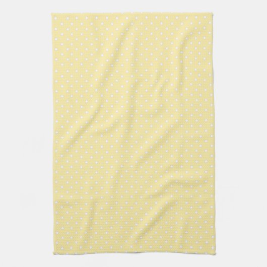Pastel Yellow Polka Dot Pattern キッチンタオル (縦)