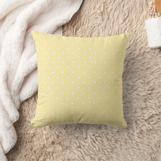 Pastel Yellow Polka Dot Pattern クッション (ブランケット)