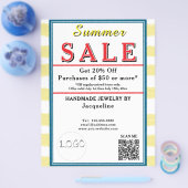 Pastel Yellow White Watercolor Summer Sale チラシ (シングル)