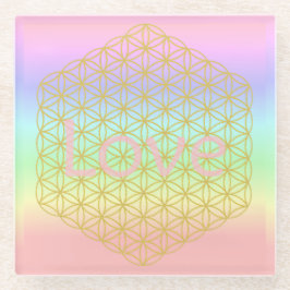 Pastell flower of life Mandala energy  ガラスコースター