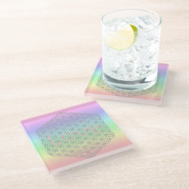Pastell Silver Mandala Energy  ガラスコースター