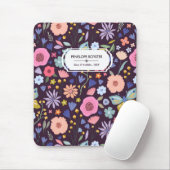 Pastels & Dark Plum Floral Pattern Name Mouse Pad マウスパッド (マウス)