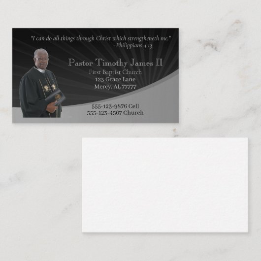 PastorまたはDeaconの写真 名刺 (正面/裏面)