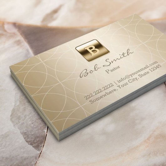 Pastor金ゴールドモダンモノグラム幾何学 名刺