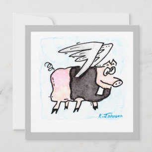 "Pastor 飛んでいる Pig"グリーティングカード カード