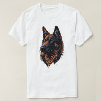 Pastor Alemao Preto Laranja Face Tシャツ