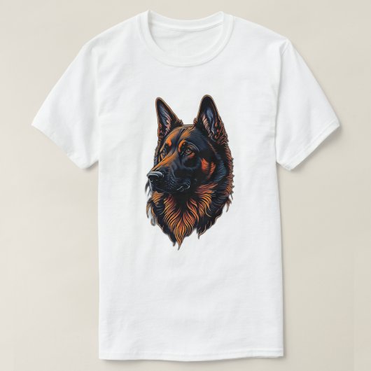 Pastor Alemao Preto Laranja Face Tシャツ (デザイン正面)