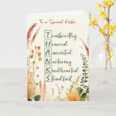 Pastor Appreciation Day Acrostic Words Wildflowers カード (黄色い花)