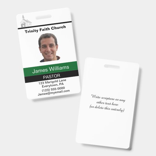 Pastor Custom ID Badge バッジ (正面＆裏面)