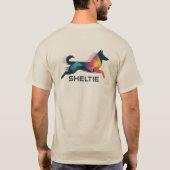 Pastor de shetland poligonal en amarillo y azul tシャツ (裏面)