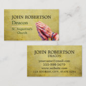 Pastor Deacon Praying Hands Church Religious 名刺 (正面/裏面)