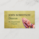 Pastor Deacon Praying Hands Church Religious 名刺 (正面)