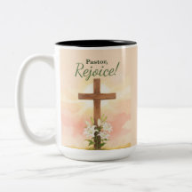 Pastor Easter Rejoice Cross and Lilies Religious
