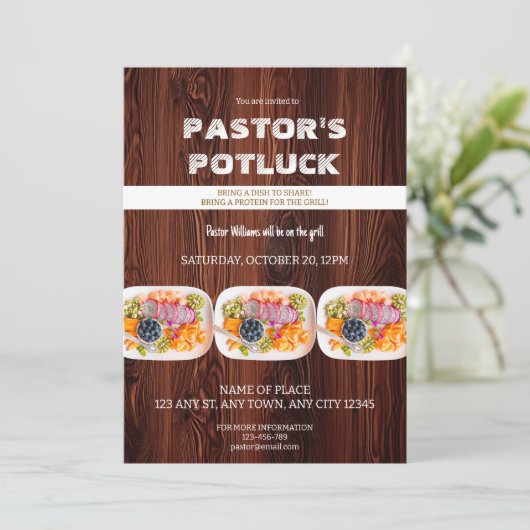 Pastor Fire & Fellowship Potluck Invitation 招待状 (スタンド正面)