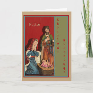 Pastor Manger Sceneのクリスマスカード シーズンカード