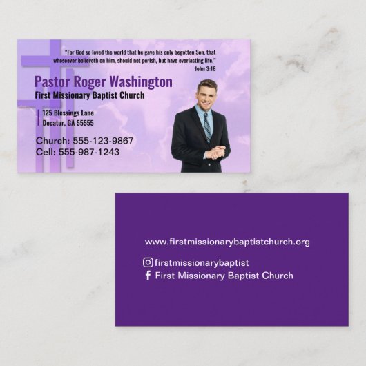 Pastor or Deacon Photo Church名刺 名刺 (正面/裏面)