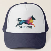 Pastor Shetland poligonal en amarillo y azul キャップ (正面)