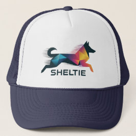 Pastor Shetland poligonal en amarillo y azul キャップ