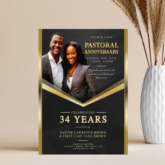 Pastoral Anniversary Black & Gold Frame Church  チラシ