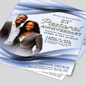 Pastoral Anniversary Blue & Gold Church Flyer チラシ