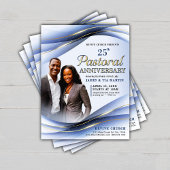 Pastoral Anniversary Blue & Gold Church Flyer チラシ