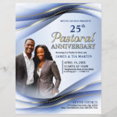 Pastoral Anniversary Blue & Gold Church Flyer チラシ (正面)