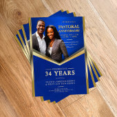 Pastoral Anniversary Blue & Gold Frame Church  チラシ
