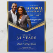 Pastoral Anniversary Blue & Gold Frame Church  チラシ (正面)