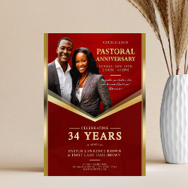 Pastoral Anniversary Red & Gold Frame Church チラシ