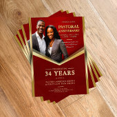 Pastoral Anniversary Red & Gold Frame Church  チラシ