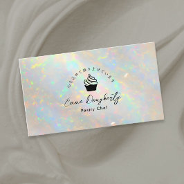 Pastry Chef Holographic White Opal Cupcake 名刺