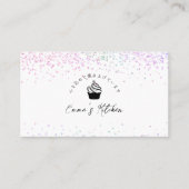 Pastry Chef Loyalty Card Rainbow Glitter Cupcake 名刺 (正面)