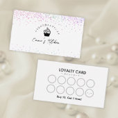 Pastry Chef Loyalty Card Rainbow Glitter Cupcake 名刺