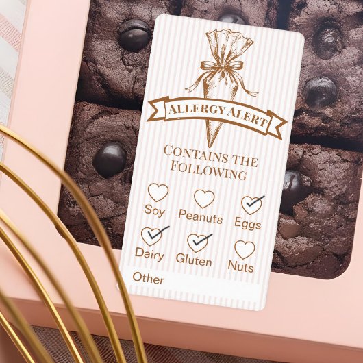 Pastry Piping Bag Bakery Allergy Alert Baked Goods ラベル