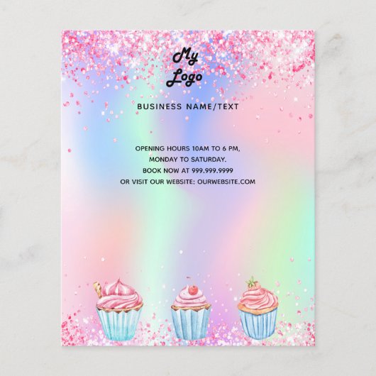 Pastry shop bakery logo holographic qr code チラシ (正面)