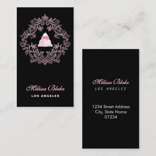 pastry shop black background business card 名刺 (正面/裏面)