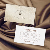 Pastry Shop Loyalty Card Gold Glitter Cupcake Logo 名刺