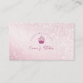 Pastry Shop Loyalty Card Pink Glitter Cupcake Logo 名刺 (正面)
