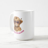 Pasture Princess Cute Funny Highland Cow コーヒーマグカップ (正面左)